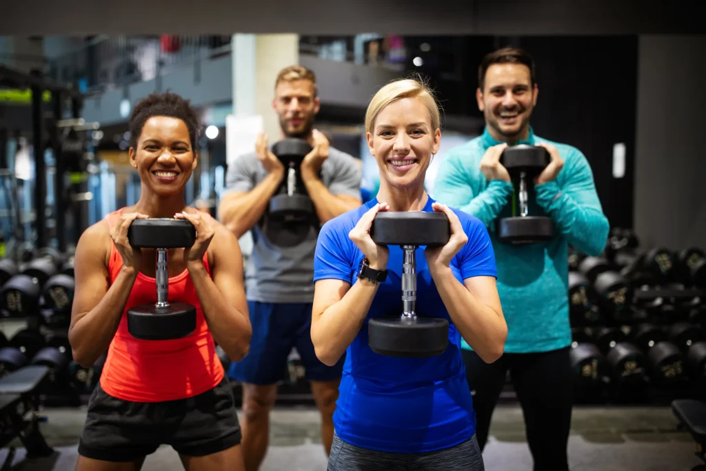 The boys and girls practice for corporate event fitness contests