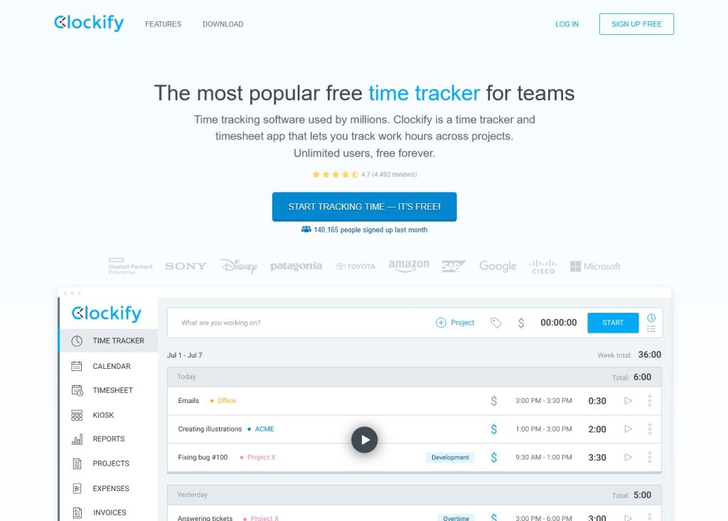 Clocify a popular time management apps