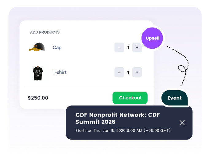 Upsell merchandise on ticket sales