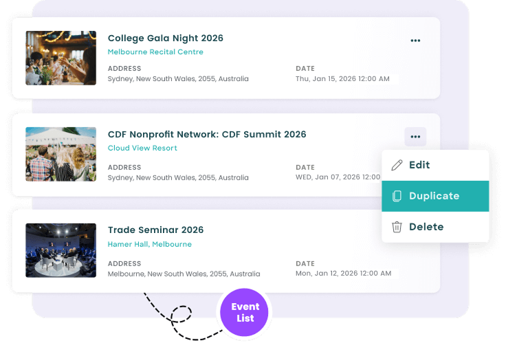 Duplicate event to save time